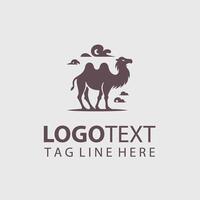 A camel logo design with a cloud background vector