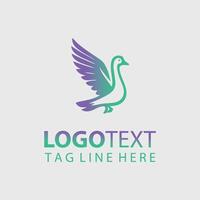 A bird logo design with a green and purple color scheme vector