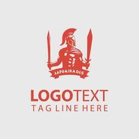 A red spartan warrior logo design vector