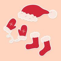Christmas design elements, stickers set vector