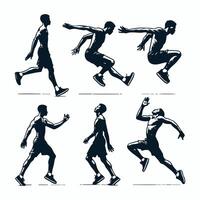 Dynamic Sketches of Man in Various Jumping Poses vector