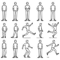 Man Standing and Moving in Different Poses Illustration vector