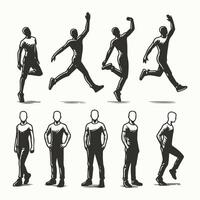 Man in Motion- Jumping Poses Sketches vector