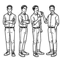 Man Standing in Various Poses Sketch Style Art vector