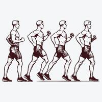 Hand Drawn Running Poses of Man in Sketch Style vector
