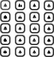 A set of black and white christmas tree icons vector