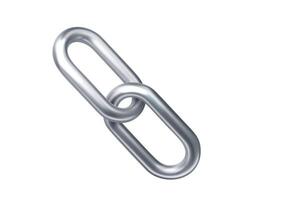 3d silver chain realistic illustration Isolated on white background. 3D chrome metallic retro futuristic design element. vector