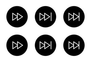 Next track icon in on black circle. Forward sign symbol vector