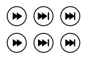 Forward icon set on circle line. Next track sign symbol of media player elements vector