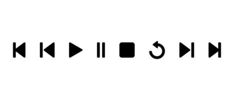 Previous, play, pause, stop, repeat, and next track icon. Media player control button concept vector