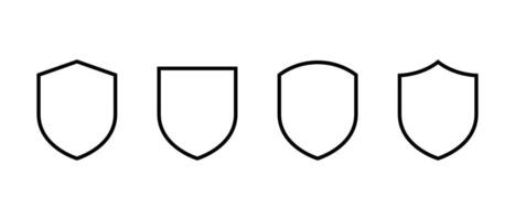 Shield guard icon set in line style. Defense, security sign symbol vector