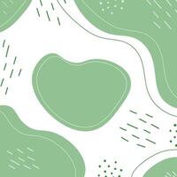Abstract spots with Doodle stroke and dots in trendy soft green. Spring abstract background texture. Isolated illustration Cards, poster, leaflets, banner, greetings, price, label or web promo vector