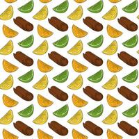 Cinnamon stick, lemon, lime and orange hand drawn slices Seamless pattern. Abstract backdrop texture. Isolated illustration Wrapping, wallpaper or web, posters, banners, brochures, price, label vector