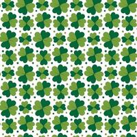 Clover Quatrefoil different sizes and dots Seamless pattern. St Patrick greeting wallpaper backdrop. Isolated illustration Lettering, Thematic cards, posters, banners, price tag, label or web vector