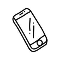 Modern Hand-Drawn Mobile Icon with Crisp Black and White Outline vector