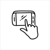 Elegant Hand-Drawn Mobile Icon with Simple Black and White Lines vector
