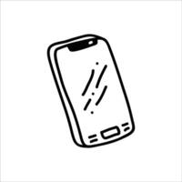 Sleek and Simple Hand-Drawn Mobile Icon in Black and White Outline vector