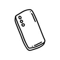 Chic Hand-Drawn Mobile Icon in Clean Black and White Outline Style vector