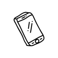 Modern Black and White Mobile Icon in Hand-Drawn Outline Style vector