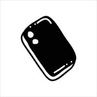 Minimalist Hand-Drawn Mobile Icon with Clear Black and White Outline vector
