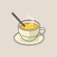 Clean, Minimalist Design of a Steaming Cup of Ginger Tea vector