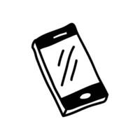 Classic Hand-Drawn Mobile Icon in Black and White Outline Design vector