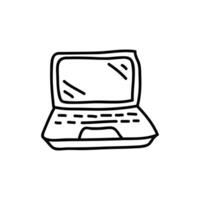 Unique hand-drawn laptop icon with black and white outline for modern digital projects vector