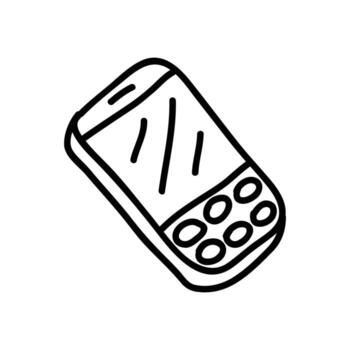 Artistic Hand-Drawn Mobile Icon with Black and White Outline for Simplicity vector