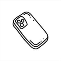 Artful Hand-Drawn Mobile Icon with Simple Black and White Outline vector