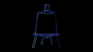 Neon frame effect, Easel Indicates a workspace for artists on black background video