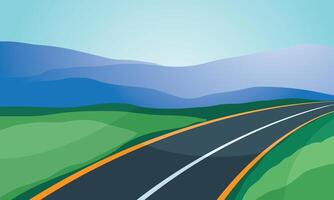 Road to mountain, Mountain view, Green meadow for background. vector