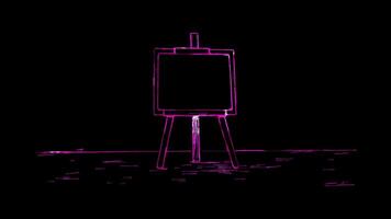 Neon frame effect, Easel Indicates a workspace for artists on black background video