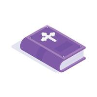 Plus sign on a book, christianity book in isometric style vector
