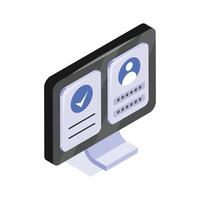 Screen displaying identity verification for secure access to systems vector
