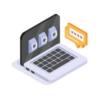 Encrypted laptop login screen, symbolizing secure user authentication vector