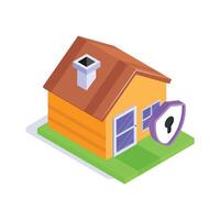 Well designed of house protection in trendy isometric style, editable icon vector