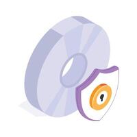 Data storage disk security, compact disk protection design vector