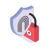 Biometric fingerprint lock ensuring secure access and protection vector