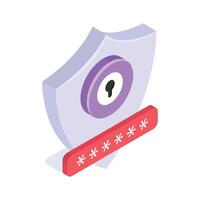 Shield icon representing password protected systems and account security vector