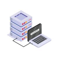Server stack with secure data encryption, ensuring safe data management vector