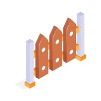 Take a look at this isometric icon of fence, ready to use vector