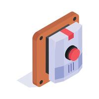 Fire alert switch, isometric icon of emergency button vector