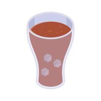 Refreshing cold drink with a straw isometric vector