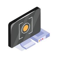 Camera monitoring system isometric in modern style vector