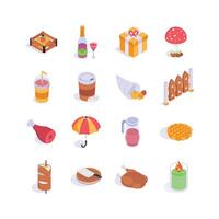 Get this amazing thanksgiving isometric icons set in modern style vector
