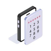 Mobile password isometric icon in modern style vector