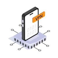 Virtual Private Network ensuring encrypted and secure online activities vector