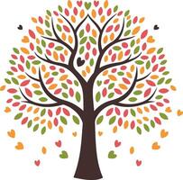 A tree and leaves that are falling illustration vector