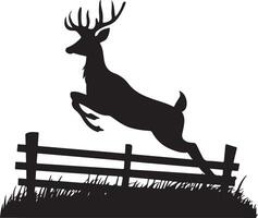 Deer Jumping Silhouette with white background vector