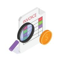 An invoice under a magnifying glass, symbolizing invoice review or details vector